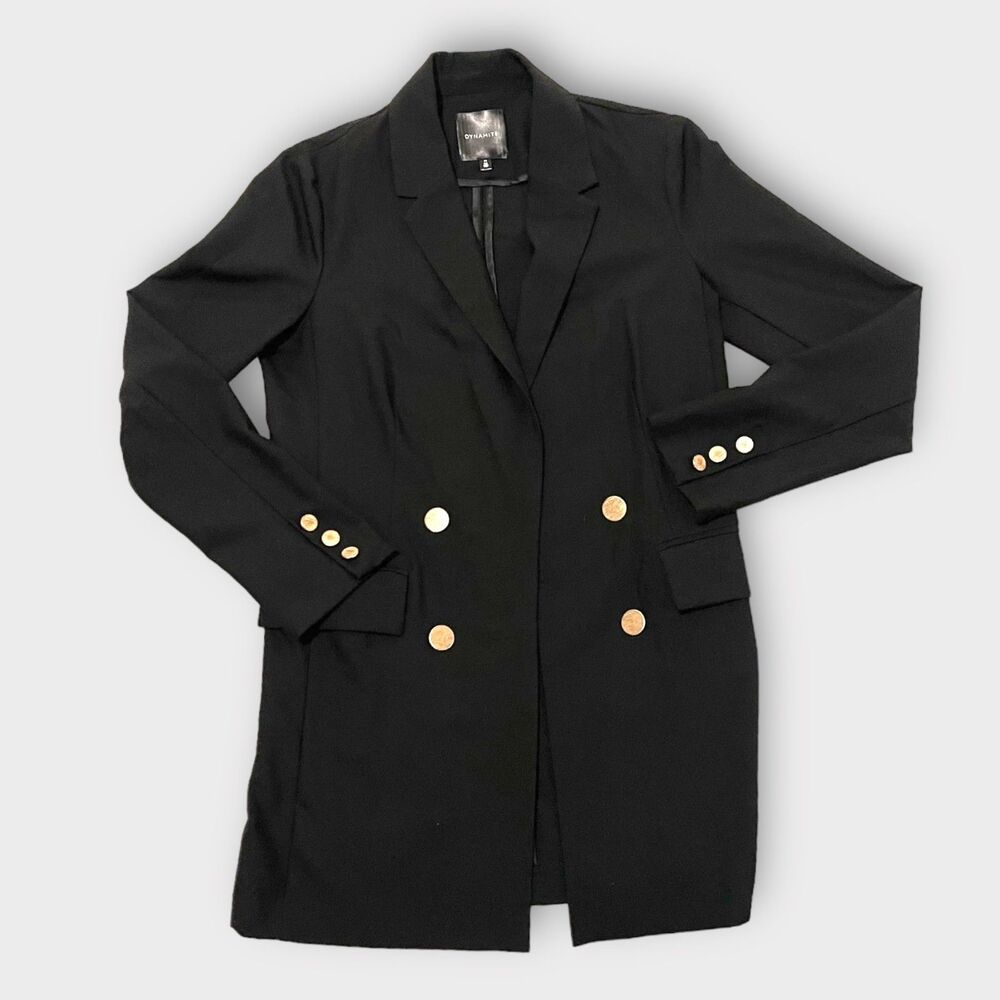 Box Double Breasted Women's Blazer Size M Gold Buttons Office Chic Versatile